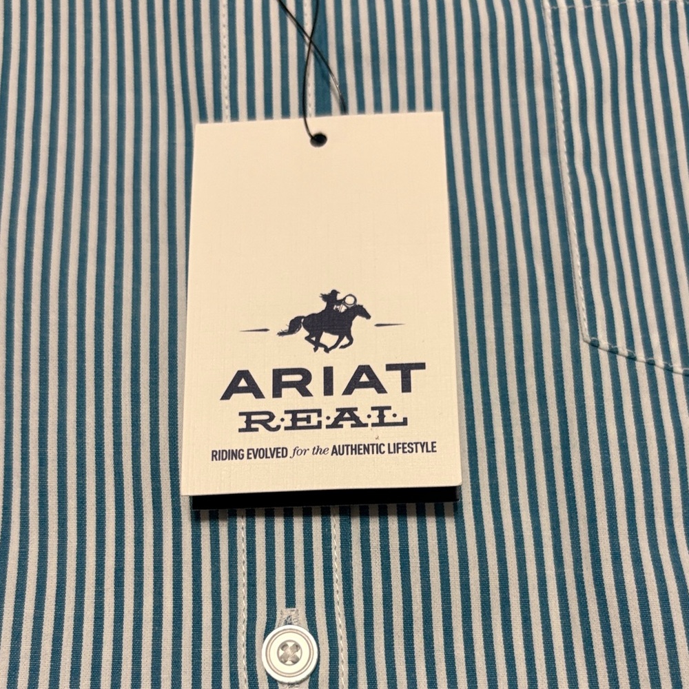 Ariat Women's Blue and White Striped Button-Down Shirt - Picture 2 of 8